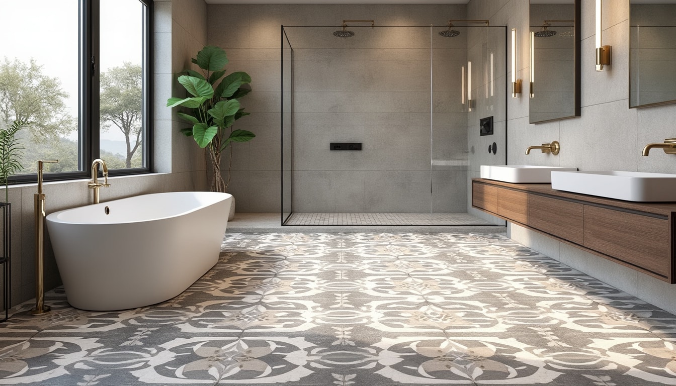 sublimez votre salle de bain avec une pose soignée de carreaux de ciment hydrofugés, pour un sol élégant et résistant à l’humidité.