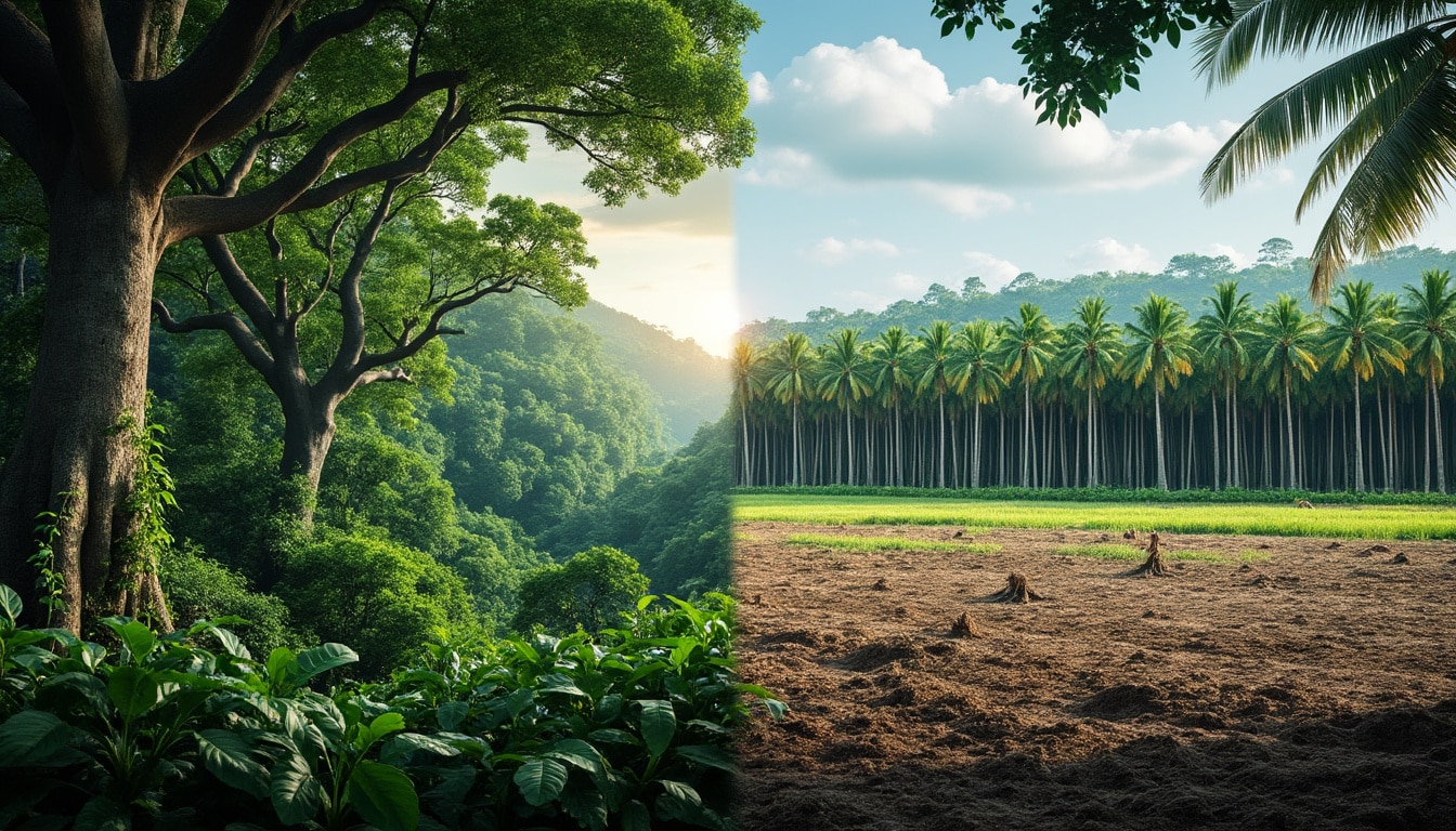 découvrez comment l'expansion des monocultures d'huile de palme menace la sauvegarde des forêts primaires équatoriales, mettant en péril la biodiversité et les écosystèmes essentiels.