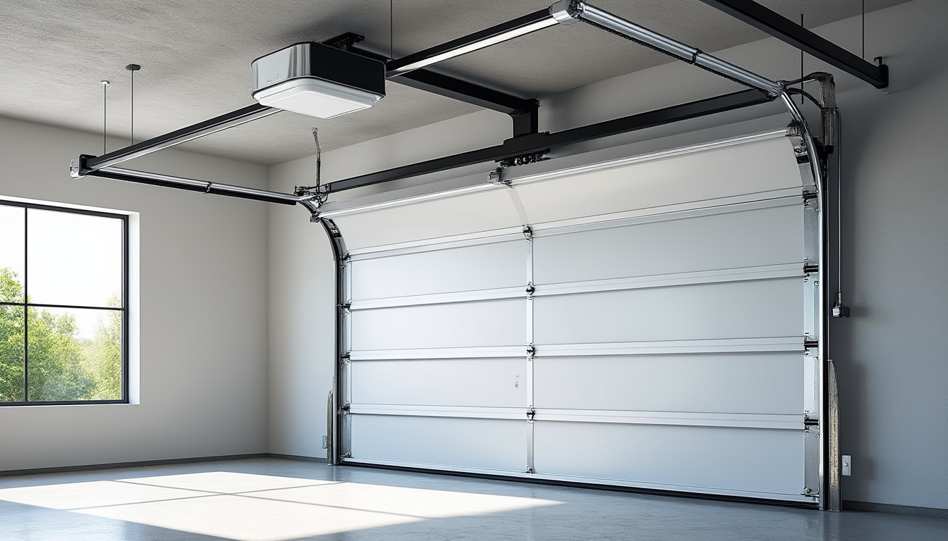 découvrez comment la motorisation à rail et courroie assure une ouverture fluide et silencieuse de votre porte de garage sectionnelle.