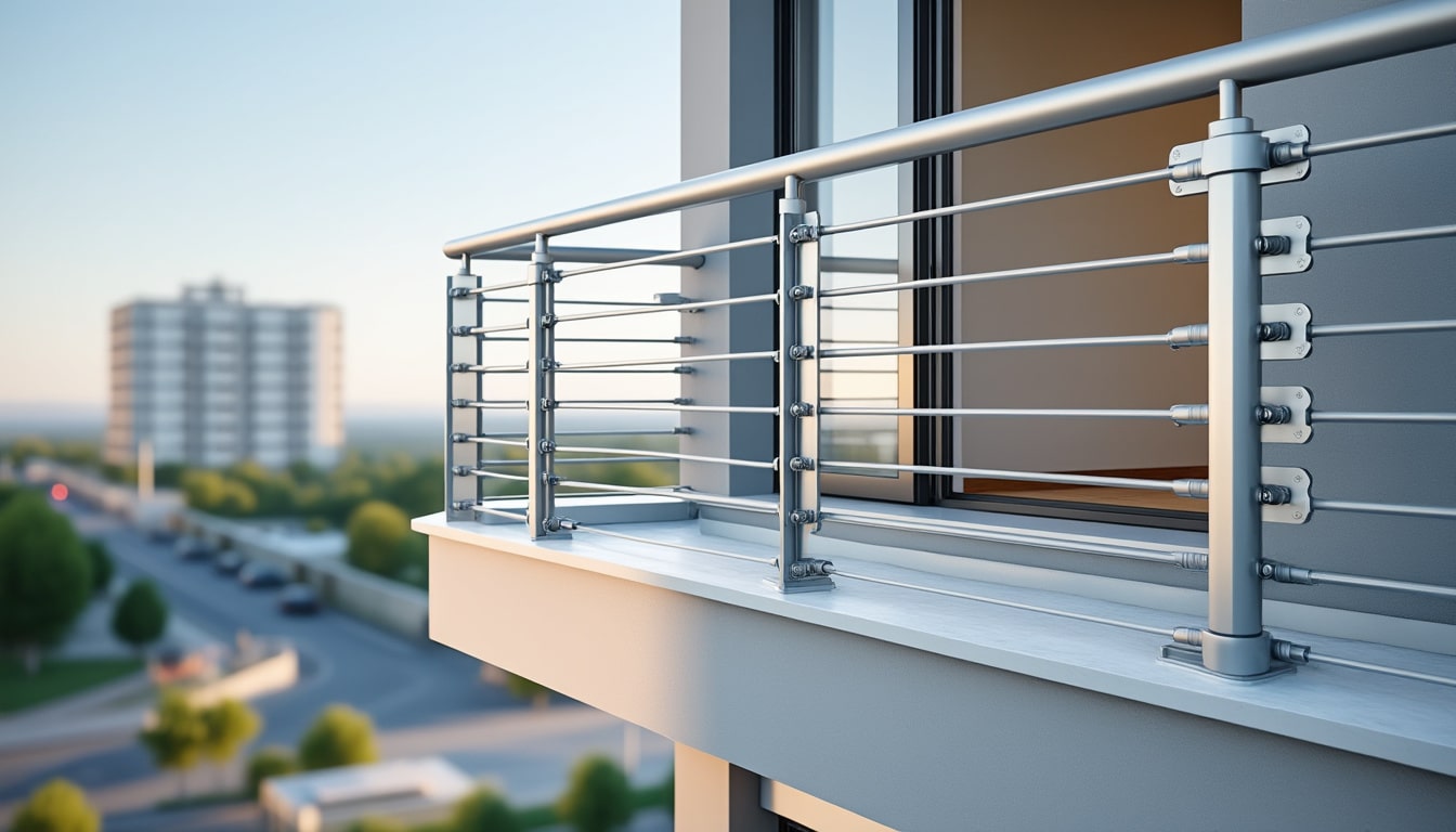 sécurisez les rebords de fenêtres en étage grâce à la fixation d’un garde-corps en aluminium, une solution fiable pour prévenir les risques de chute.